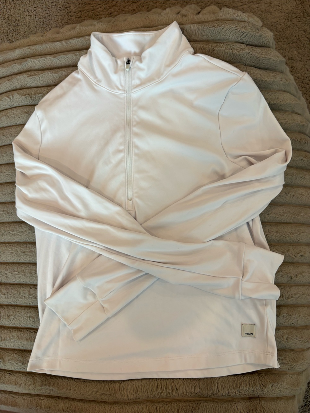 Vuori Women’s Restore  1/2 Zip Mock Neck Long Sleeve Sweatshirt white